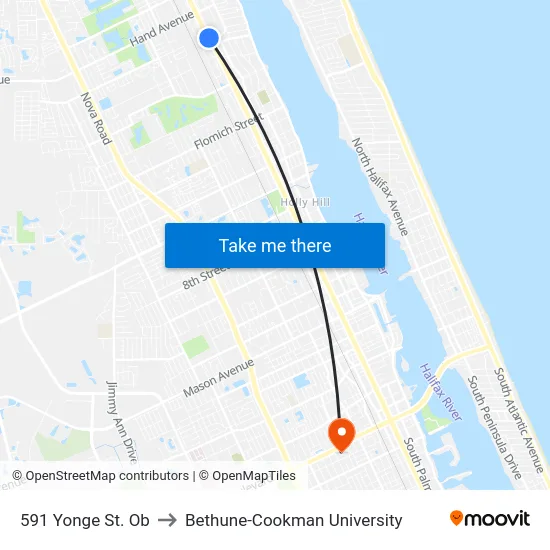 591 Yonge St. Ob to Bethune-Cookman University map