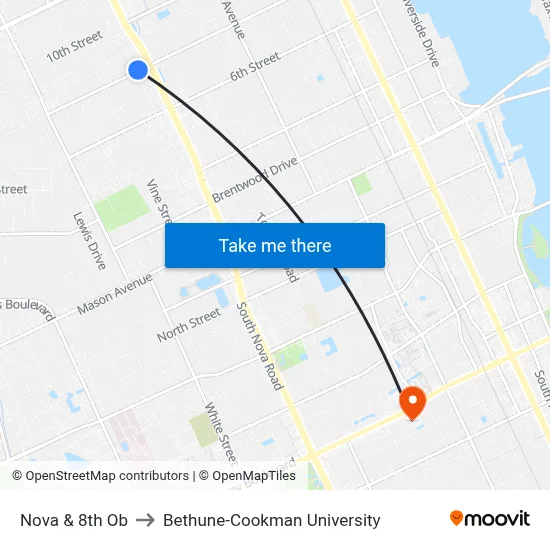 Nova & 8th Ob to Bethune-Cookman University map