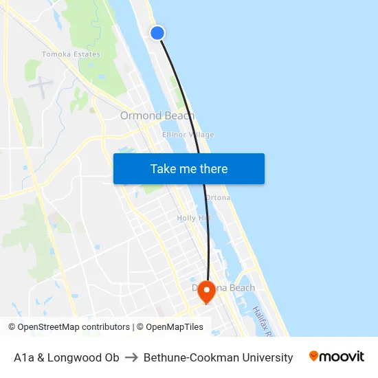 A1a & Longwood Ob to Bethune-Cookman University map