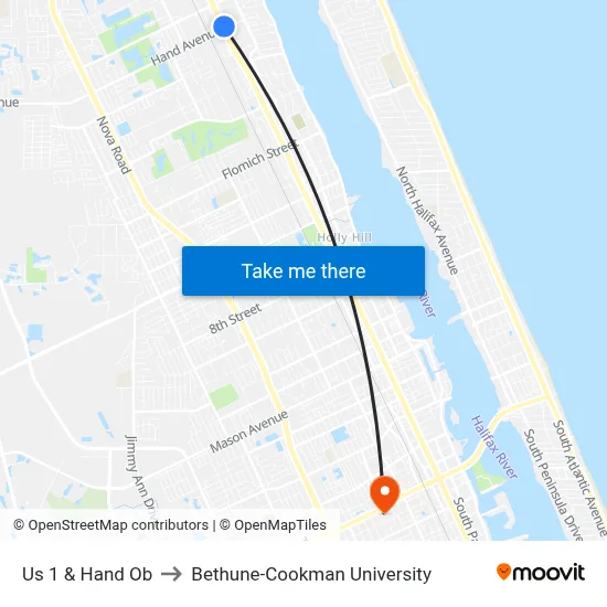 Us 1 & Hand Ob to Bethune-Cookman University map
