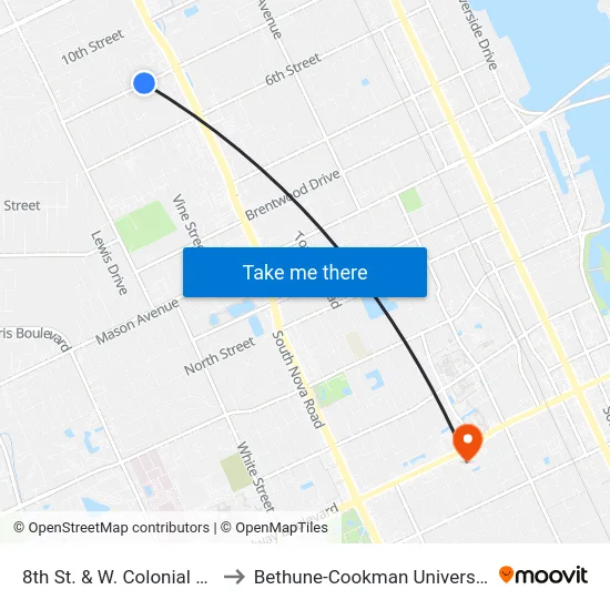 8th St. & W. Colonial Ob to Bethune-Cookman University map