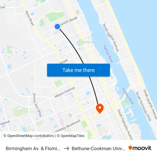 Birmingham Av. & Flomich Ob to Bethune-Cookman University map