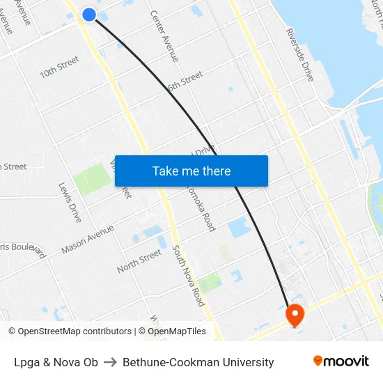Lpga & Nova Ob to Bethune-Cookman University map