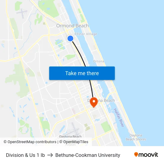 Division & Us 1 Ib to Bethune-Cookman University map