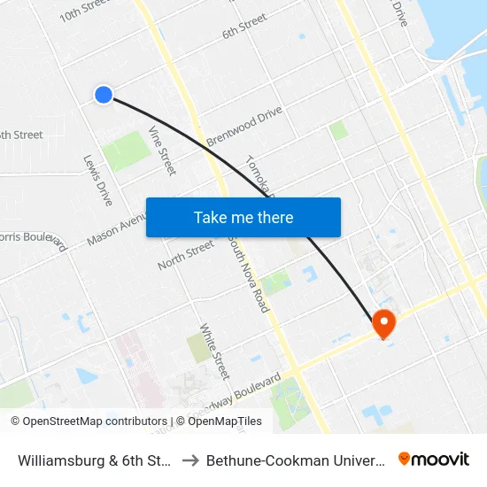 Williamsburg & 6th St. Ib to Bethune-Cookman University map