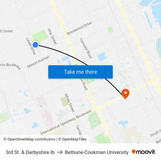 3rd St. & Derbyshire Ib to Bethune-Cookman University map