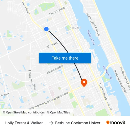 Holly Forest & Walker Ob to Bethune-Cookman University map