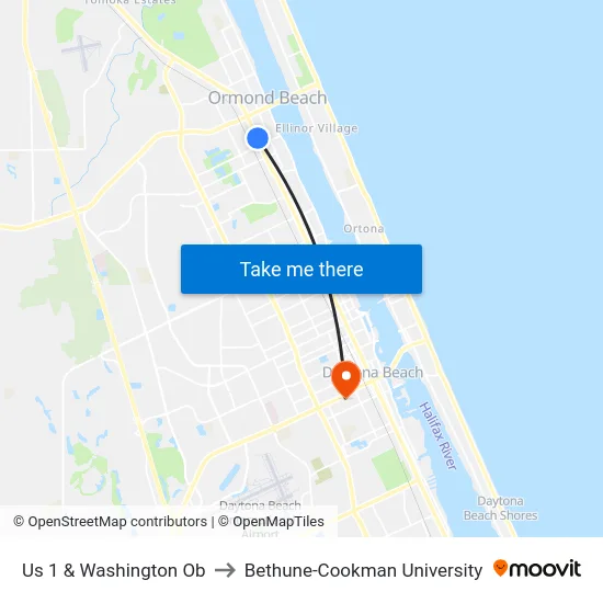 Us 1 & Washington Ob to Bethune-Cookman University map