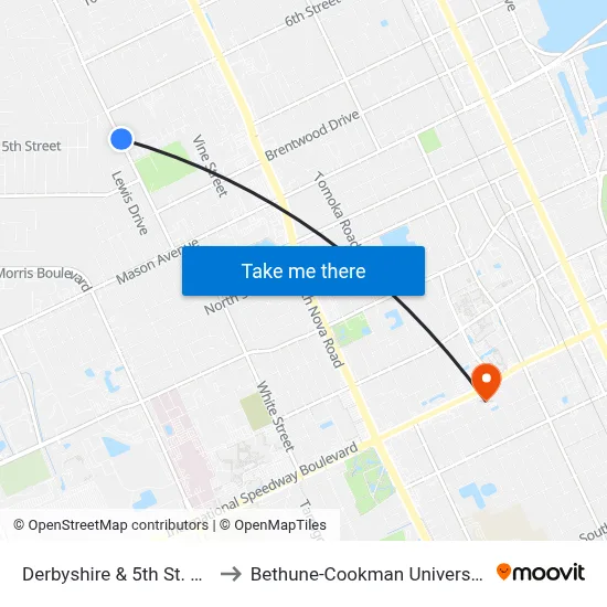 Derbyshire & 5th St. Ob to Bethune-Cookman University map