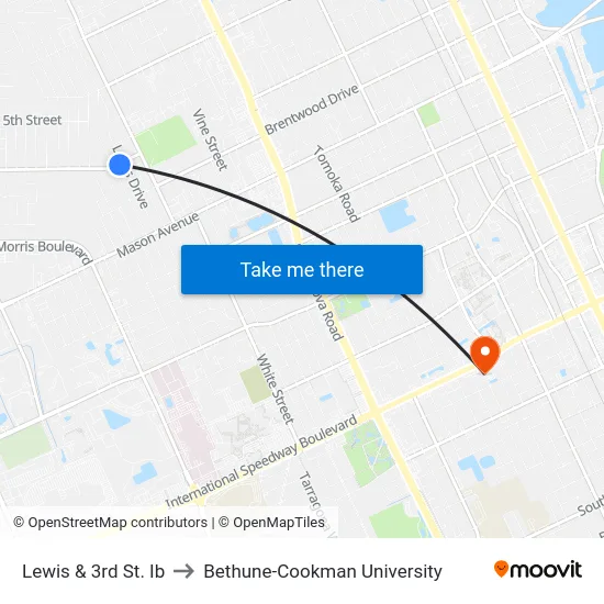Lewis & 3rd St. Ib to Bethune-Cookman University map