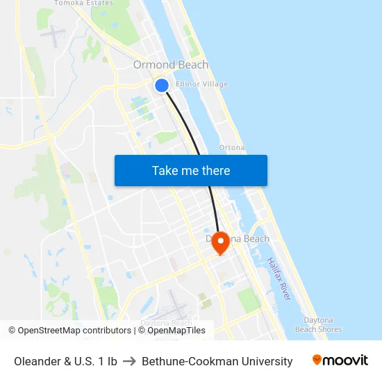 Oleander & U.S. 1 Ib to Bethune-Cookman University map