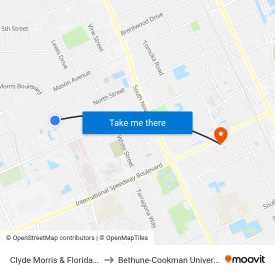 Clyde Morris & Florida Ob to Bethune-Cookman University map
