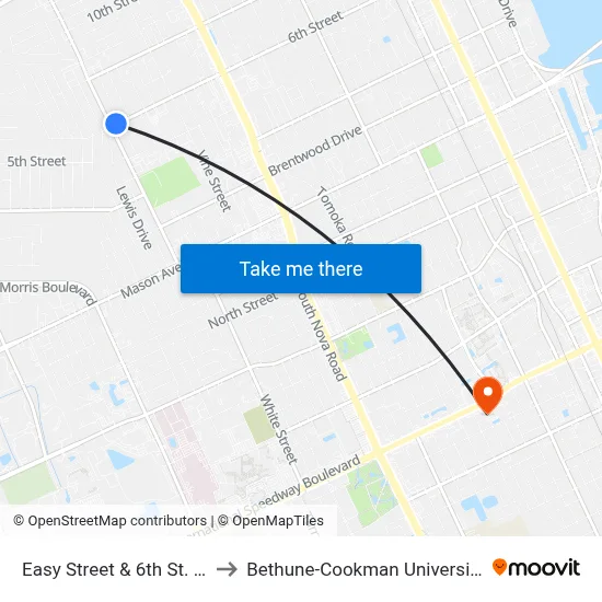 Easy Street & 6th St. Ib to Bethune-Cookman University map