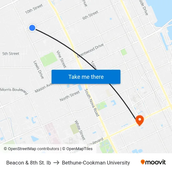Beacon & 8th St. Ib to Bethune-Cookman University map