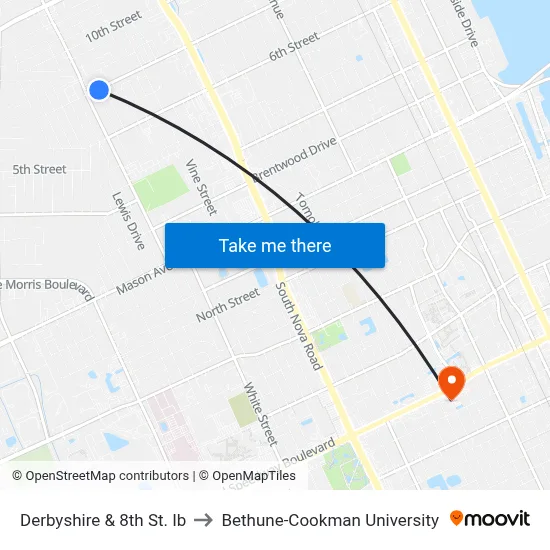 Derbyshire & 8th St. Ib to Bethune-Cookman University map