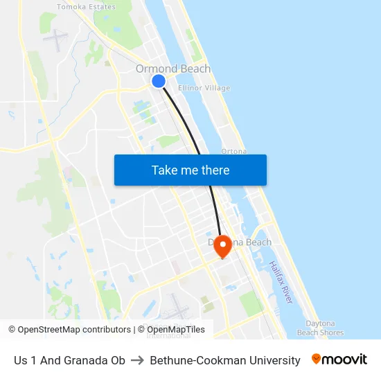 Us 1 And Granada Ob to Bethune-Cookman University map