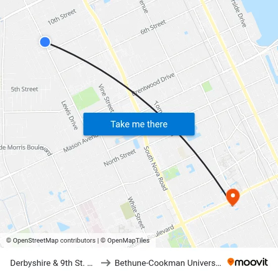 Derbyshire & 9th St. Ob to Bethune-Cookman University map