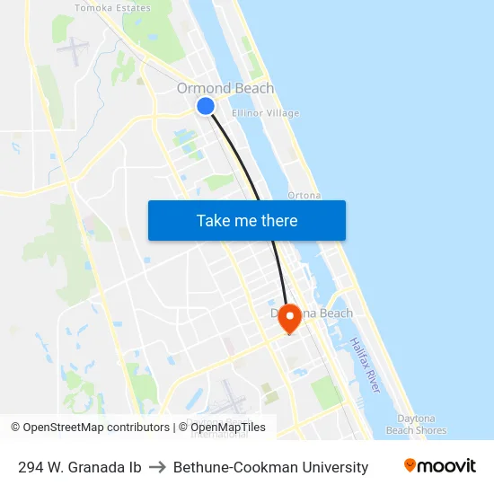 294 W. Granada Ib to Bethune-Cookman University map