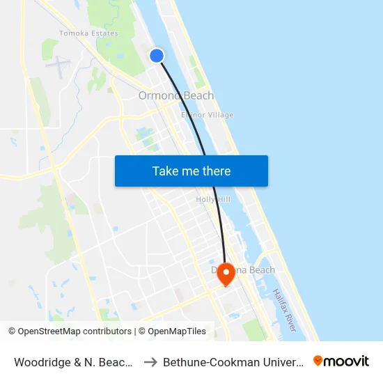 Woodridge & N. Beach Ib to Bethune-Cookman University map