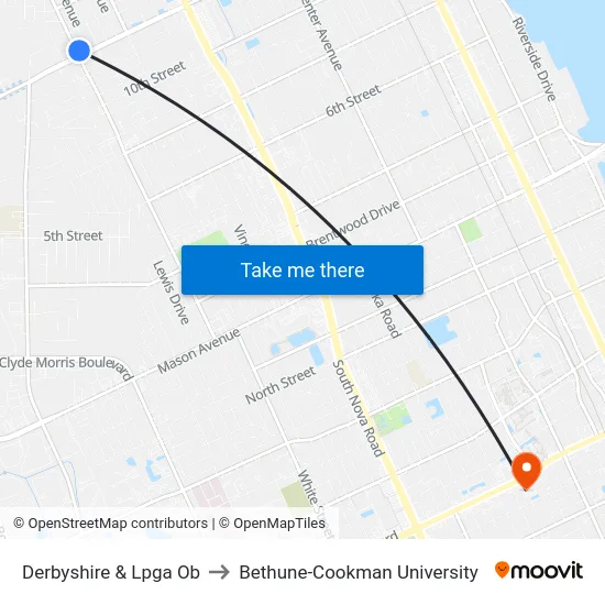 Derbyshire & Lpga Ob to Bethune-Cookman University map