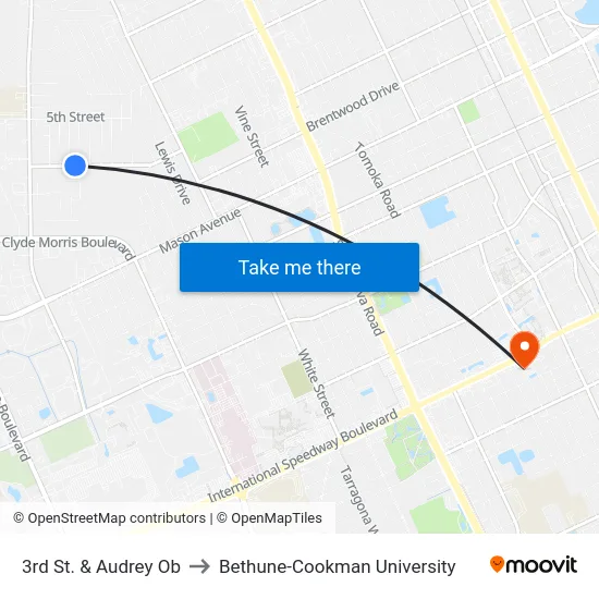 3rd St. & Audrey Ob to Bethune-Cookman University map