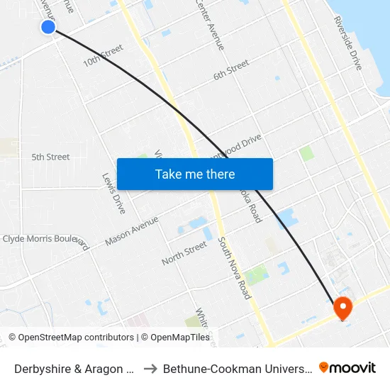 Derbyshire & Aragon Ob to Bethune-Cookman University map