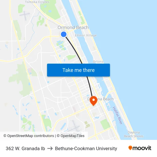 362 W. Granada Ib to Bethune-Cookman University map