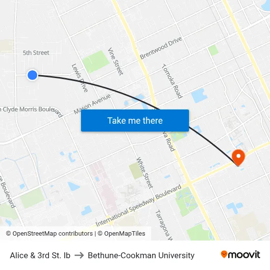 Alice & 3rd St. Ib to Bethune-Cookman University map