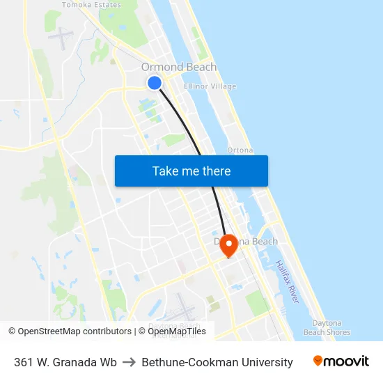361 W. Granada  Wb to Bethune-Cookman University map
