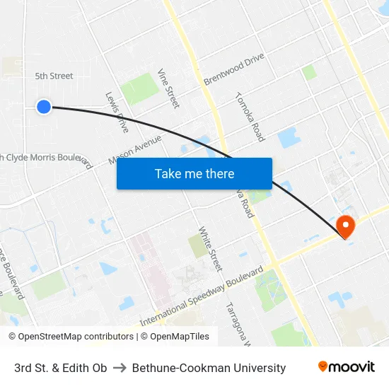 3rd St. & Edith Ob to Bethune-Cookman University map