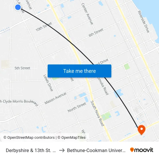 Derbyshire & 13th St. Ob to Bethune-Cookman University map