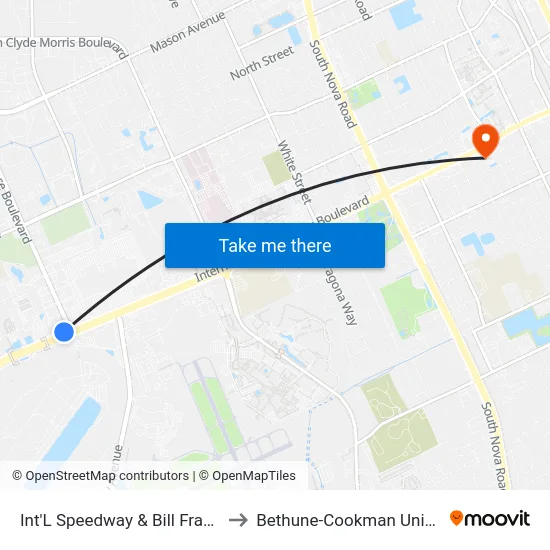 Int'L Speedway & Bill France Ob to Bethune-Cookman University map