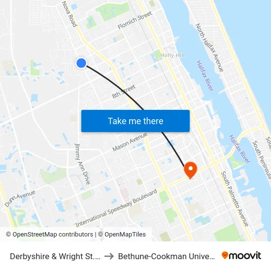 Derbyshire & Wright St. Ob to Bethune-Cookman University map