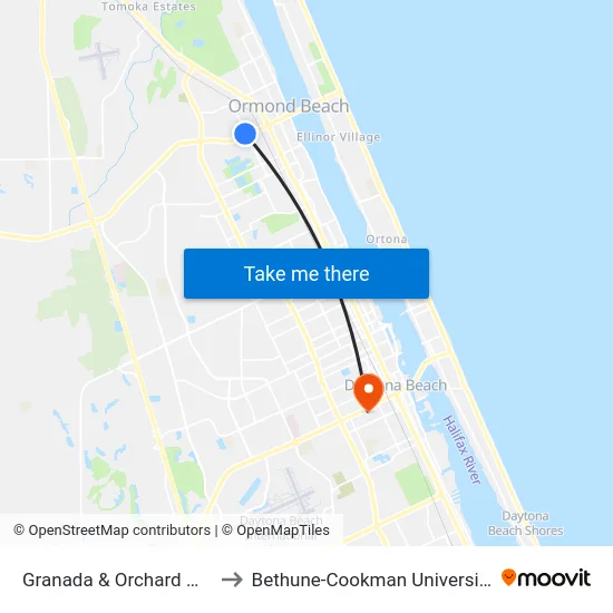Granada & Orchard  Wb to Bethune-Cookman University map
