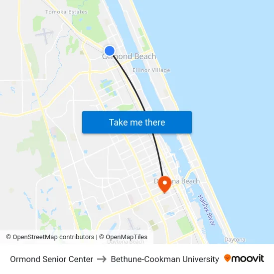 Ormond Senior Center to Bethune-Cookman University map