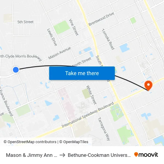 Mason & Jimmy Ann Ib to Bethune-Cookman University map