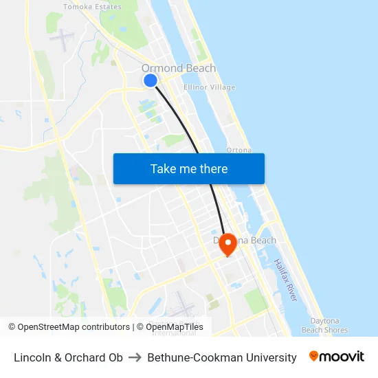 Lincoln & Orchard Ob to Bethune-Cookman University map