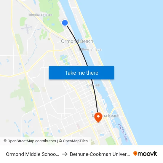 Ormond Middle School Ib to Bethune-Cookman University map