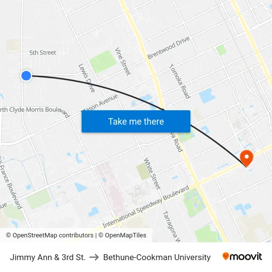Jimmy Ann & 3rd St. to Bethune-Cookman University map