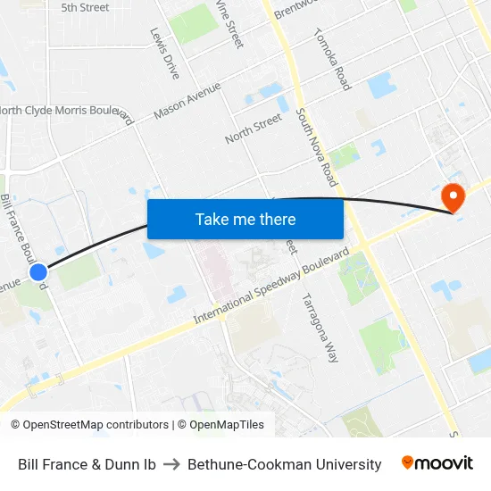 Bill France & Dunn Ib to Bethune-Cookman University map