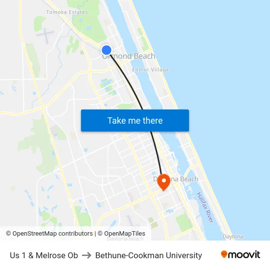 Us 1 & Melrose Ob to Bethune-Cookman University map