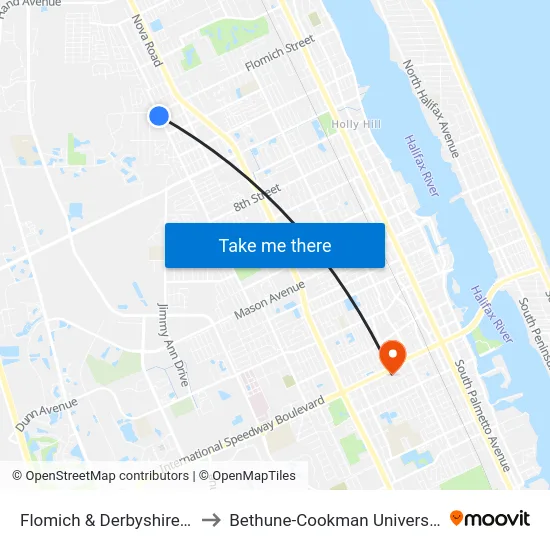 Flomich & Derbyshire Ib to Bethune-Cookman University map