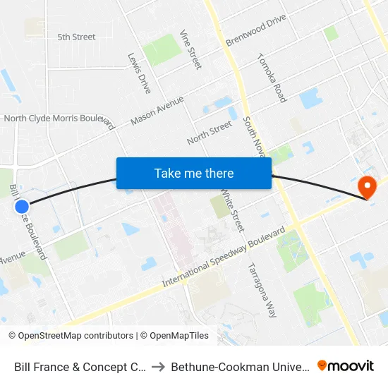 Bill France & Concept Ct. Ib to Bethune-Cookman University map