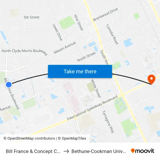 Bill France & Concept Ct. Ob to Bethune-Cookman University map