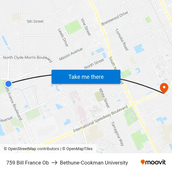 759 Bill France Ob to Bethune-Cookman University map