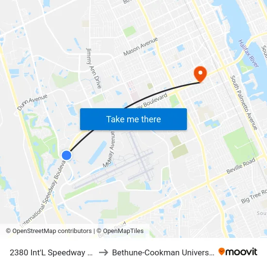2380 Int'L Speedway Ob to Bethune-Cookman University map