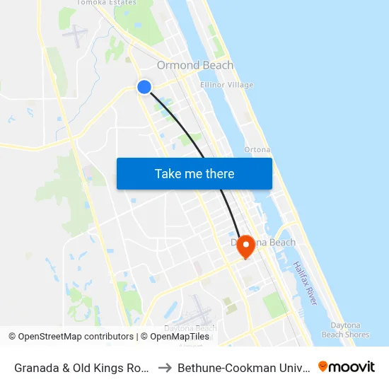Granada & Old Kings Road Ob to Bethune-Cookman University map