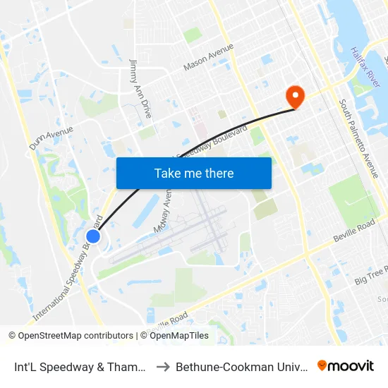 Int'L Speedway & Thames Ob to Bethune-Cookman University map