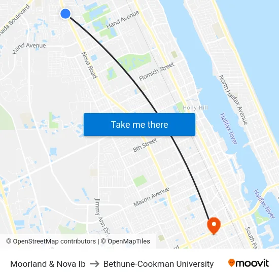 Moorland & Nova Ib to Bethune-Cookman University map