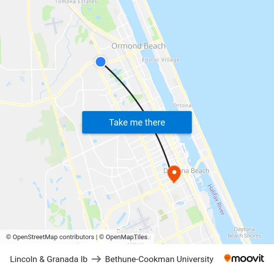Lincoln & Granada Ib to Bethune-Cookman University map